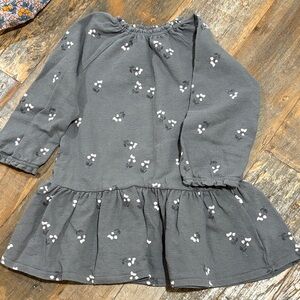 Charming Gray Kids Dress with Floral Pattern